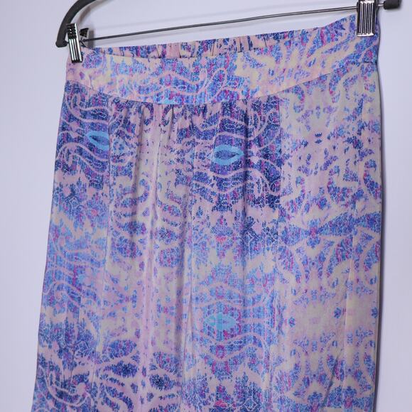 MAEVE Waimea Silk Printed Maxi Skirt Purple Blue High Slit Boho Women's S - Picture 4 of 9